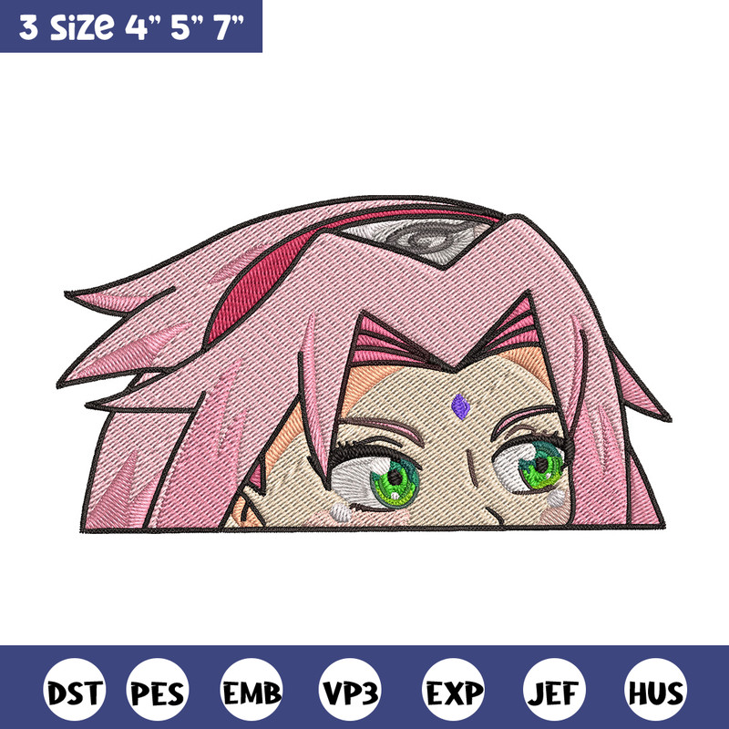 Sakura Peeker Embroidery Design, Naruto Embroidery, Embroidery File, Anime Embroidery, Anime shirt, Digital download.jpg