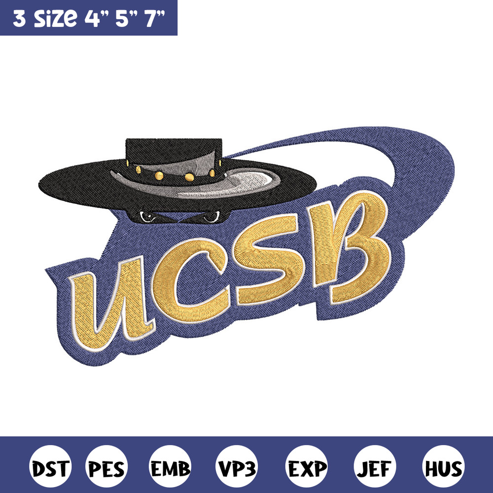 Santa Barbara logo embroidery design, NCAA embroidery, Sport embroidery,logo sport embroidery,Embroidery design..jpg