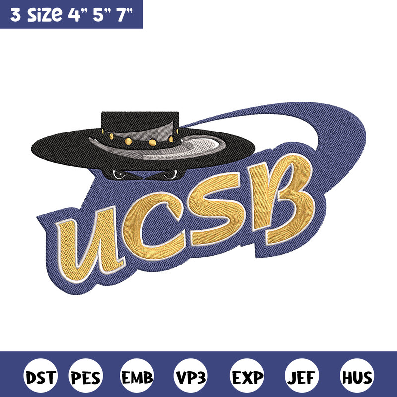 Santa Barbara logo embroidery design, NCAA embroidery, Sport embroidery,logo sport embroidery,Embroidery design..jpg