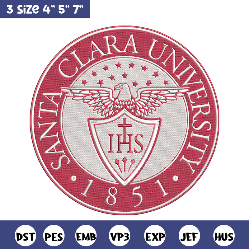 Santa Clara University logo embroidery design, NCAA embroidery, Sport embroidery,Logo sport embroidery,Embroidery design.jpg