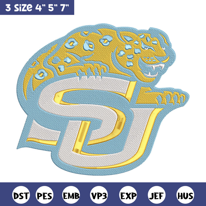 Southern University logo embroidery design, NCAA embroidery, Sport embroidery, Logo sport embroidery,Embroidery design.jpg