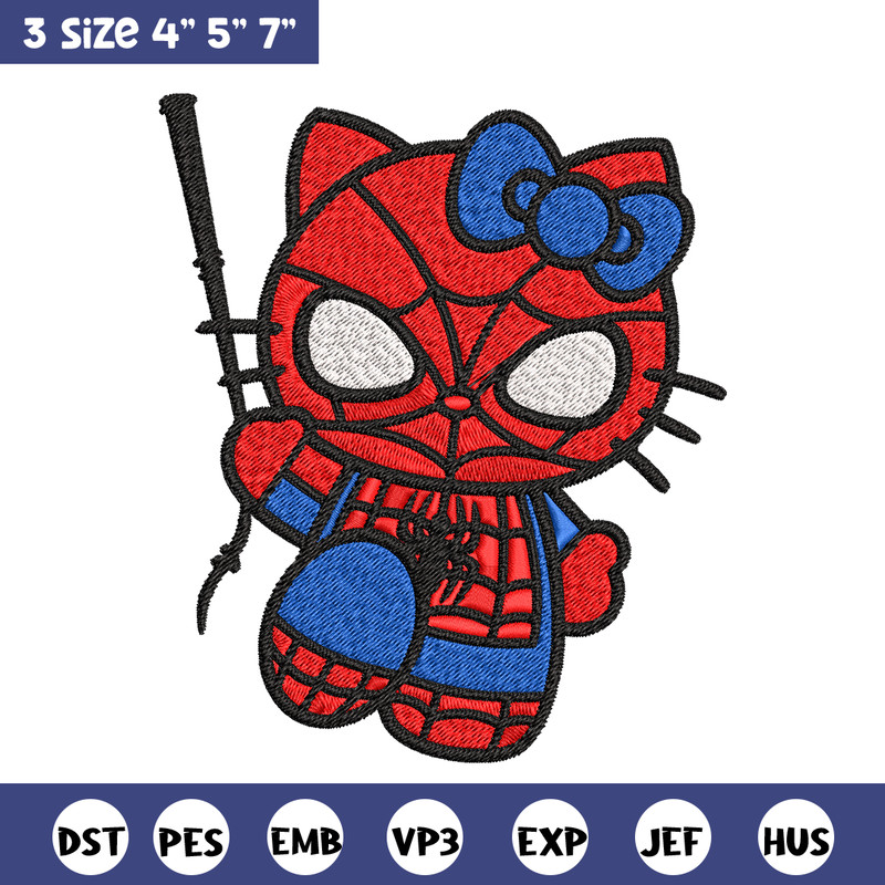 Spiderman Hellokitty Embroidery design, Hellokitty Embroidery, cartoon design, Embroidery File, Digital download..jpg