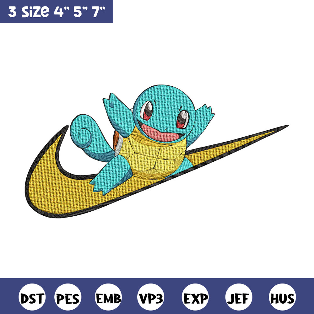 Squirtle x nike Embroidery Design, Pokemon Embroidery, Embroidery File, Nike Embroidery, Anime shirt, Digital download.jpg