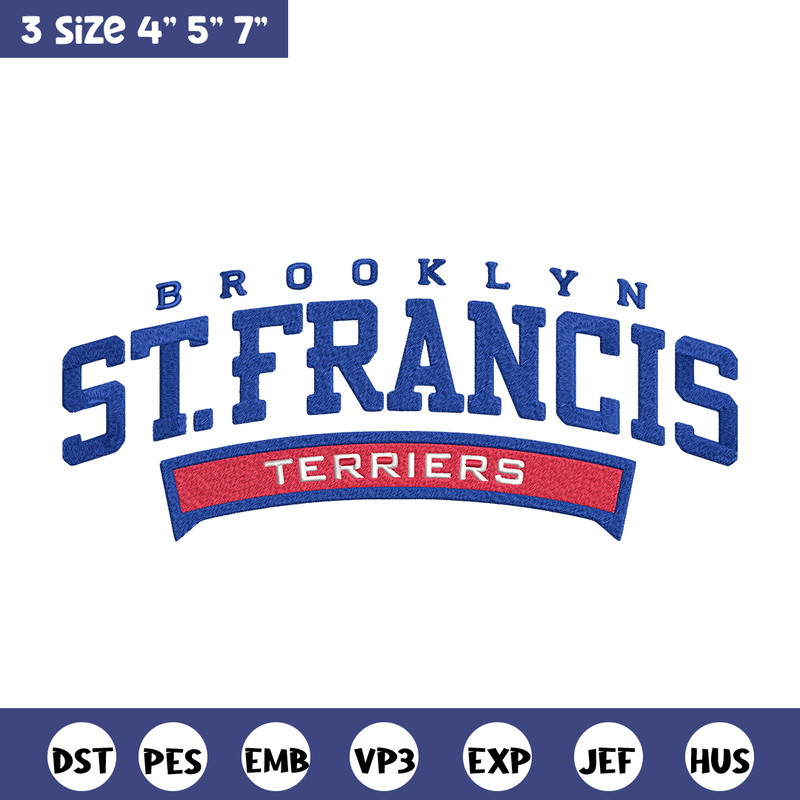 St Francis Brooklyn logo embroidery design, Sport embroidery, logo sport embroidery, Embroidery design, NCAA embroidery.jpg