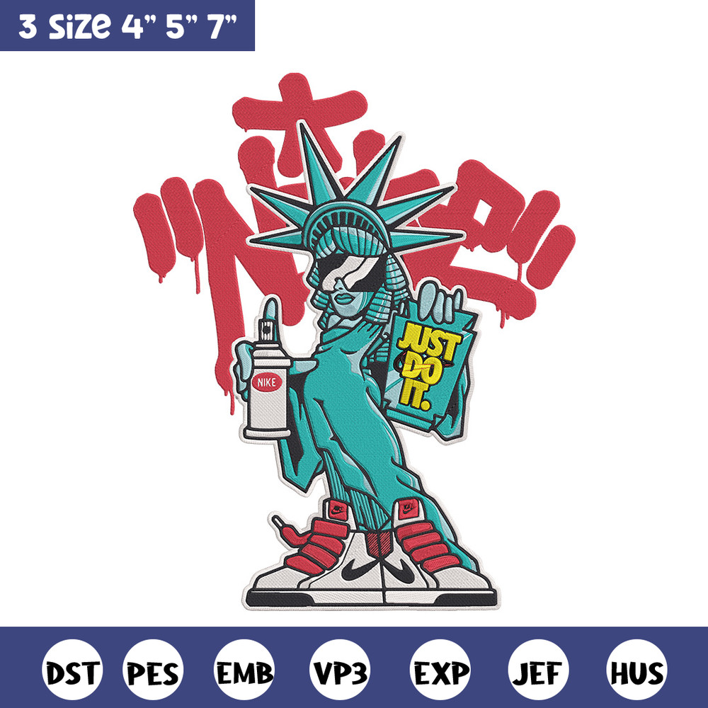 Statue of Liberty x nike Embroidery Design, Statue of Liberty Embroidery, Embroidery File, Anime Embroidery, Nike shirt.jpg