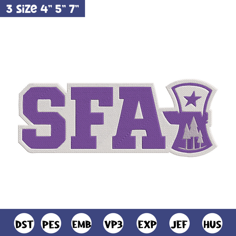 Stephen F Austin logo embroidery design, NCAA embroidery,Sport embroidery,Logo sport embroidery,Embroidery design.jpg