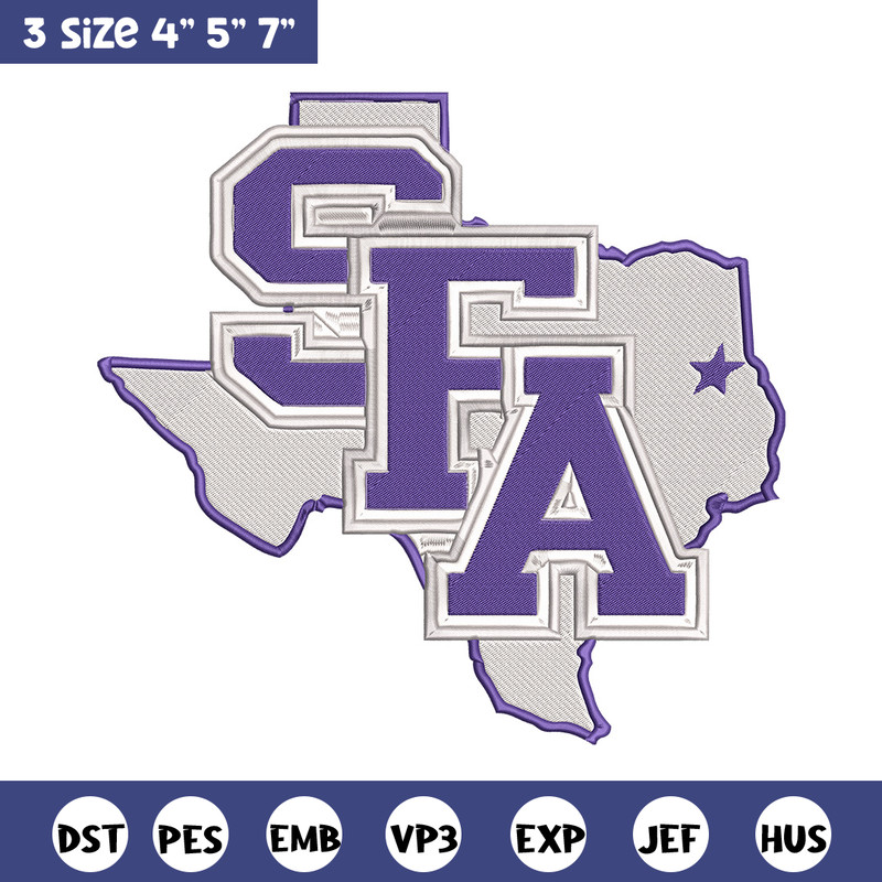 Stephen F. Austin logo embroidery design, NCAA embroidery, Sport embroidery, Embroidery design,Logo sport embroidery.jpg