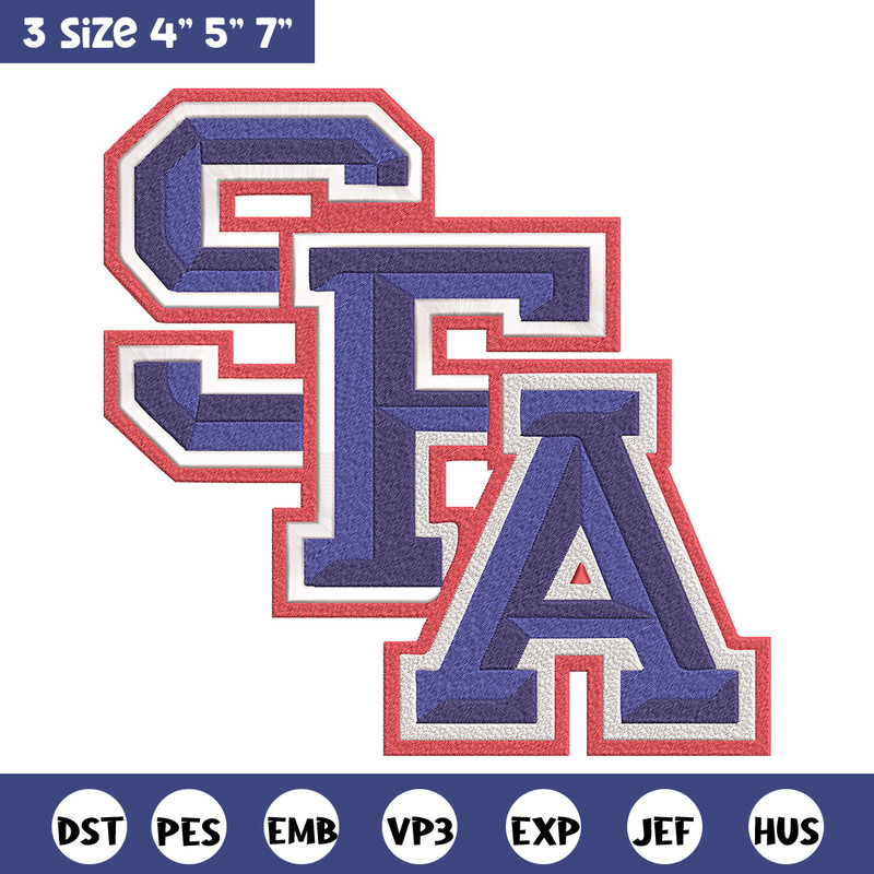 Stephen F. Austin logo embroidery design, NCAA embroidery,Embroidery design,Logo sport embroidery,Sport embroidery.jpg