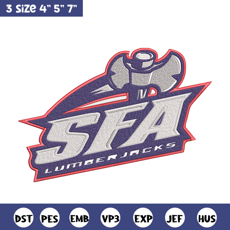 Stephen F. Austin logo embroidery design,NCAA embroidery, Embroidery design, Logo sport embroidery, Sport embroidery..jpg