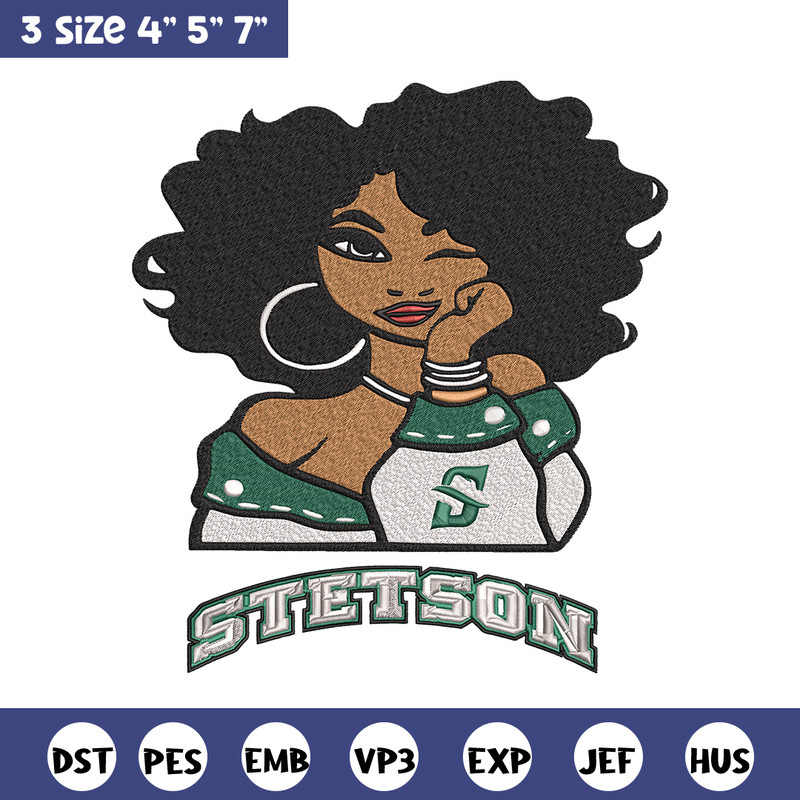 Stetson Hatters girl embroidery design, NCAA embroidery, Embroidery design, Logo sport embroidery,Sport embroidery.jpg