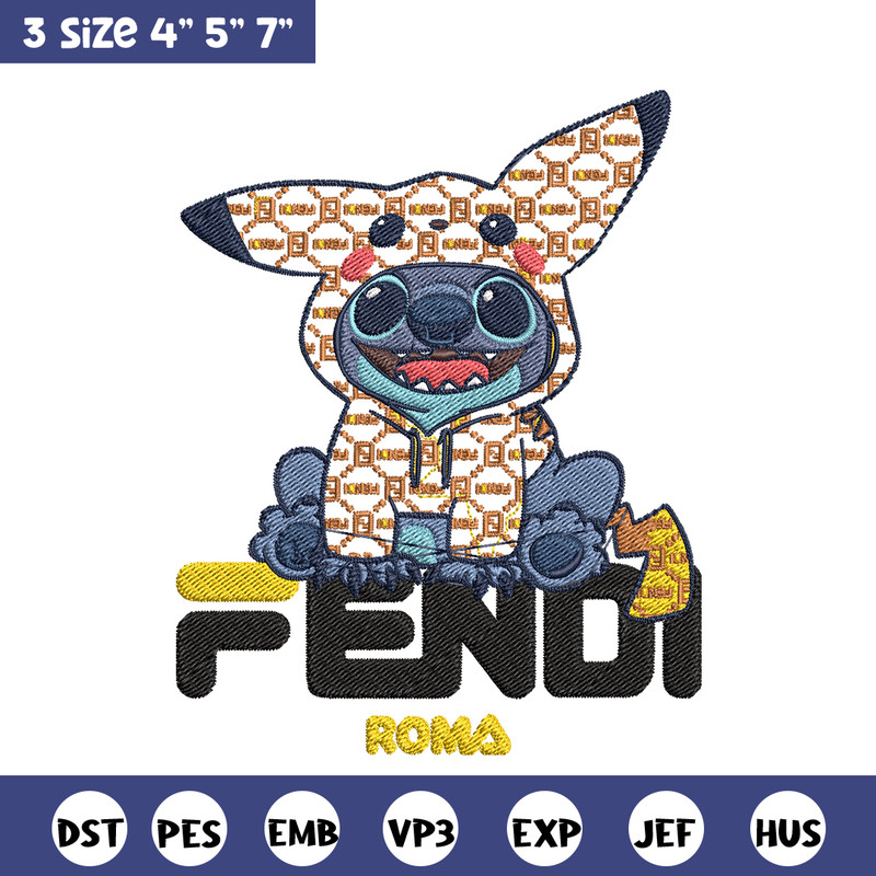 Stitch And Pikachu Fendi Embroidery design, cartoon Embroidery, cartoon design, Embroidery File, Instant download..jpg