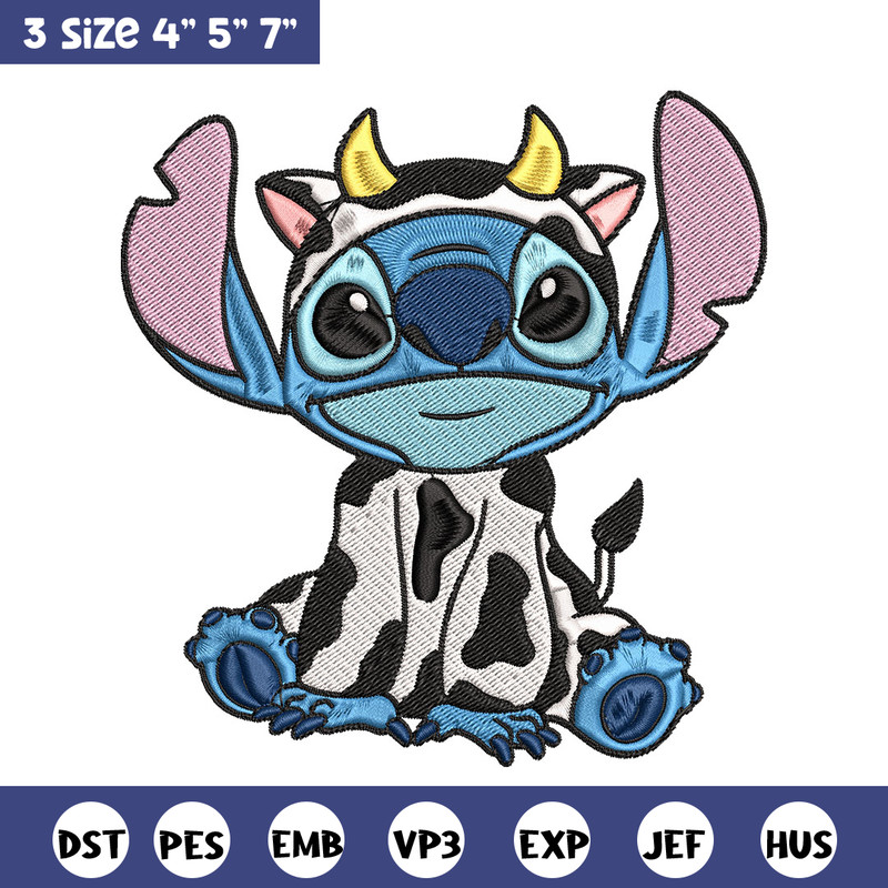 Stitch Cow Embroidery Design, Stitch Embroidery, Embroidery File, Cartoon shirt, Embroidery design, Digital download..jpg