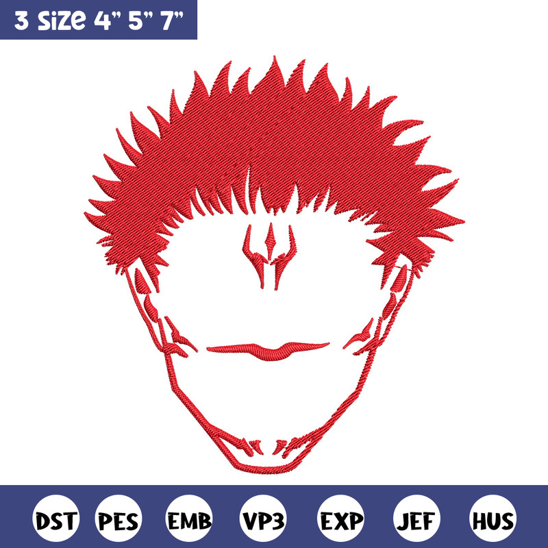 Sukuna face Embroidery Design, Jujutsu Embroidery, Embroidery File, Anime Embroidery, Anime shirt, Digital download..jpg