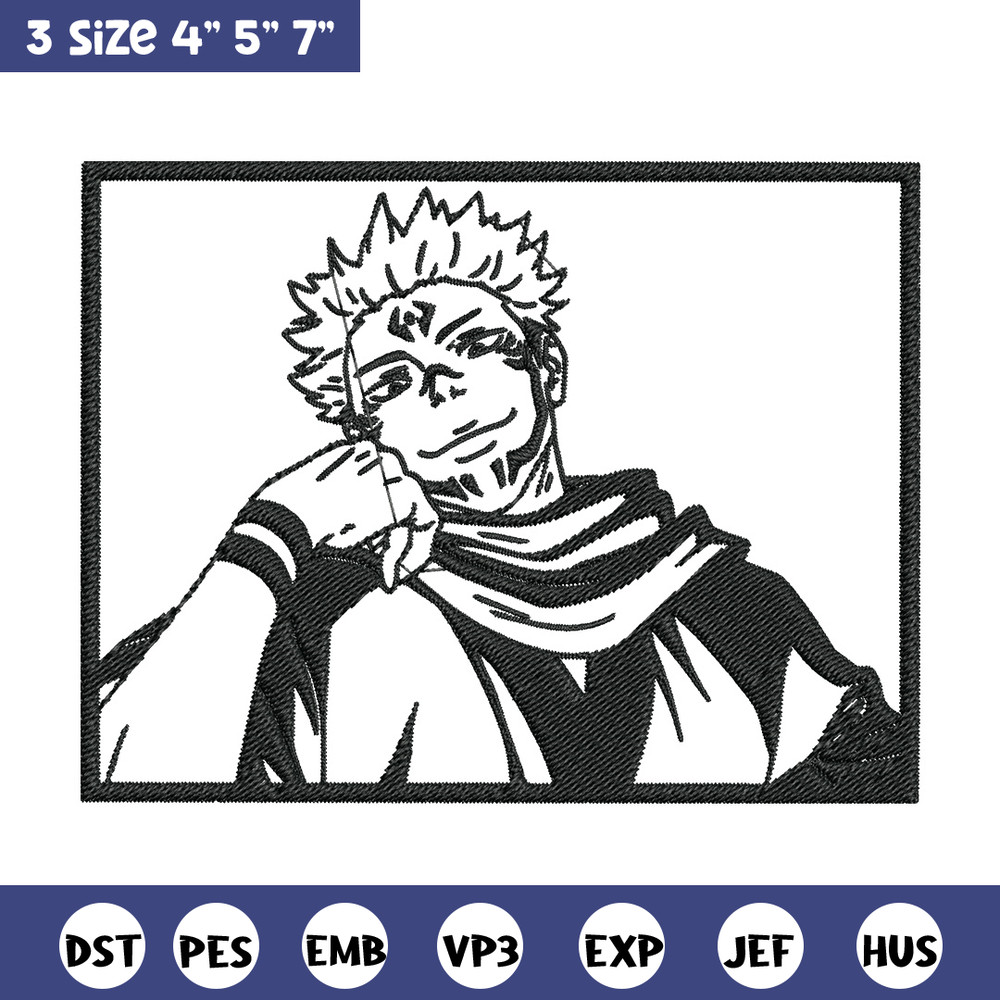 Sukuna rectangle Embroidery Design, Jujutsu Embroidery, Embroidery File, Anime Embroidery, Anime shirt, Digital download.jpg