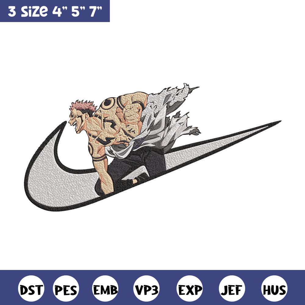 Sukuna x nike Embroidery Design, Jujutsu Embroidery, Embroidery File, Nike Embroidery, Anime shirt, Digital download.jpg