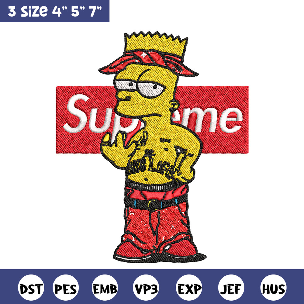 Supreme Simpson Embroidery design, Simpson Embroidery, cartoon design, Embroidery File, cartoon shirt, Digital download..jpg