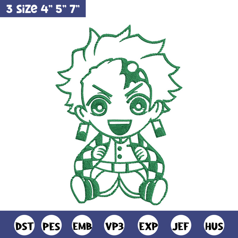 Tanjiro chibi Embroidery Design, Demon slayer Embroidery, Embroidery File, Anime Embroidery, Digital download.jpg