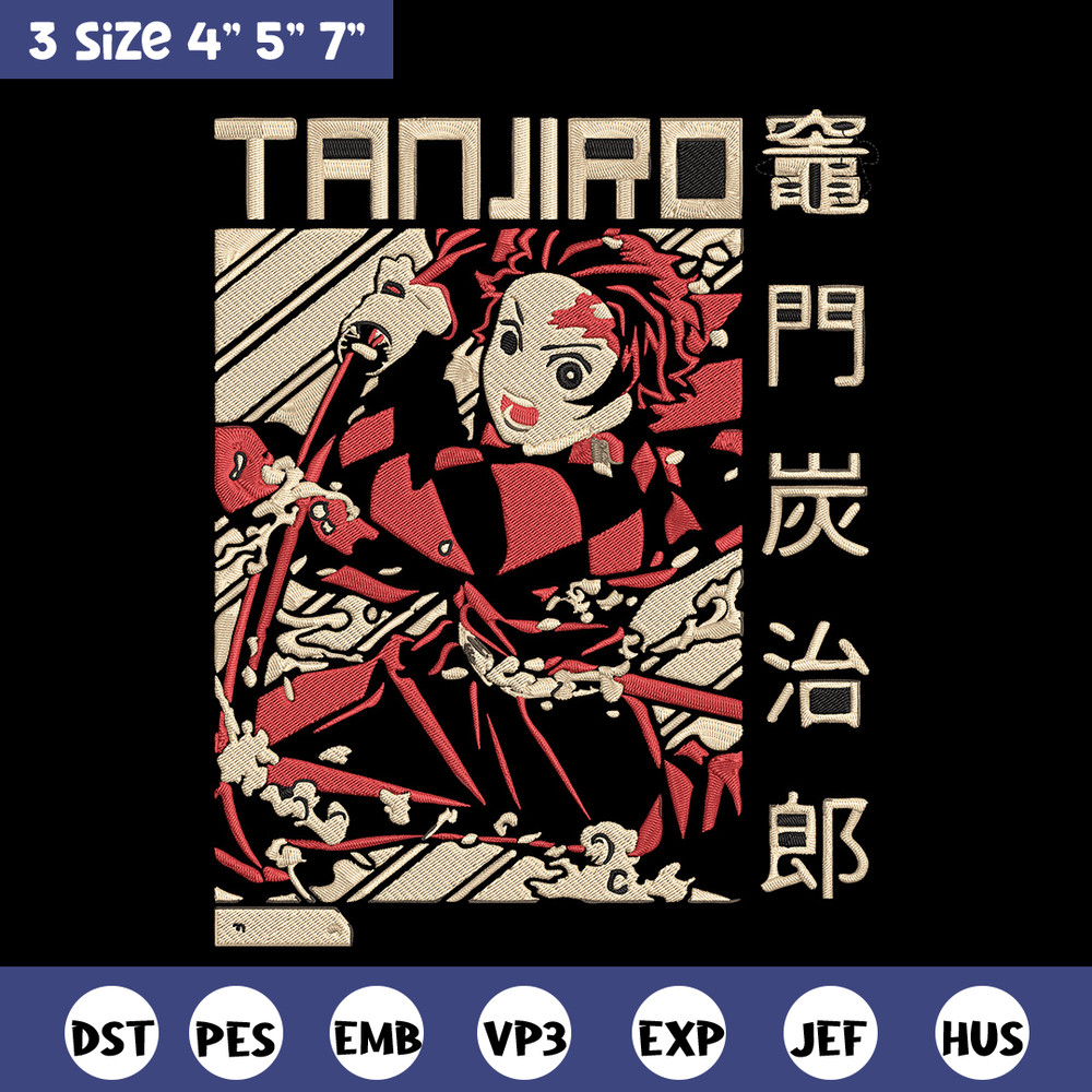 Tanjiro Poster Embroidery Design, Demon slayer Embroidery, Embroidery File, Anime Embroidery, Digital download..jpg