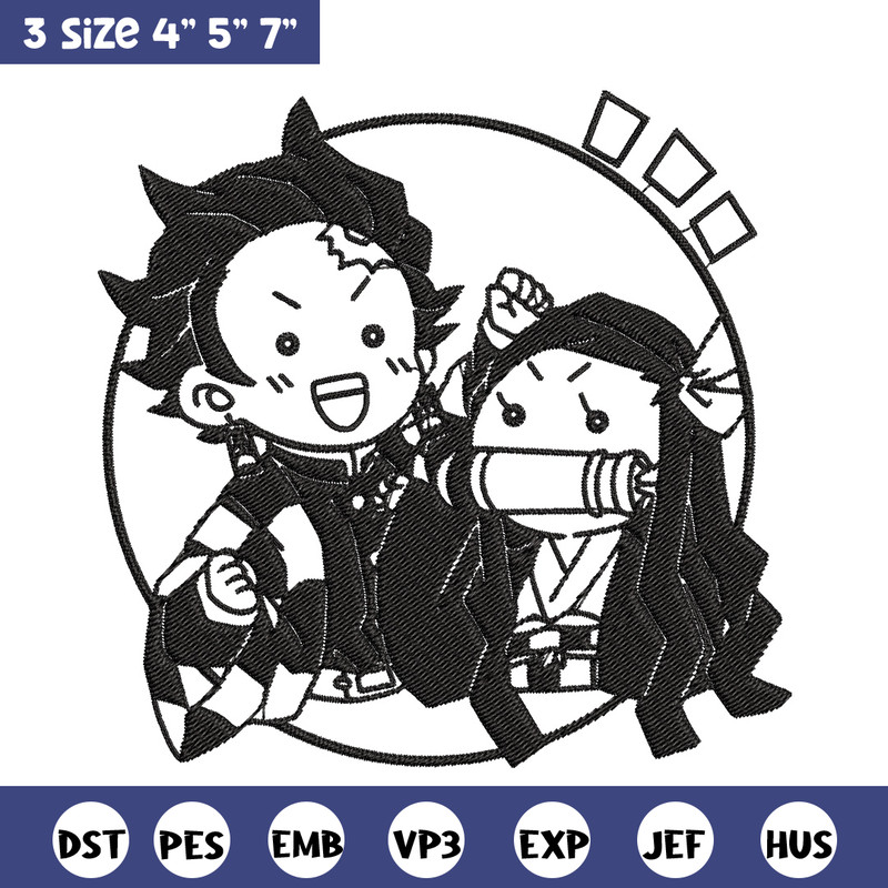 Tanjiro x nezuko Embroidery Design, Demon slayer Embroidery, Embroidery File, Anime Embroidery, Digital download.jpg
