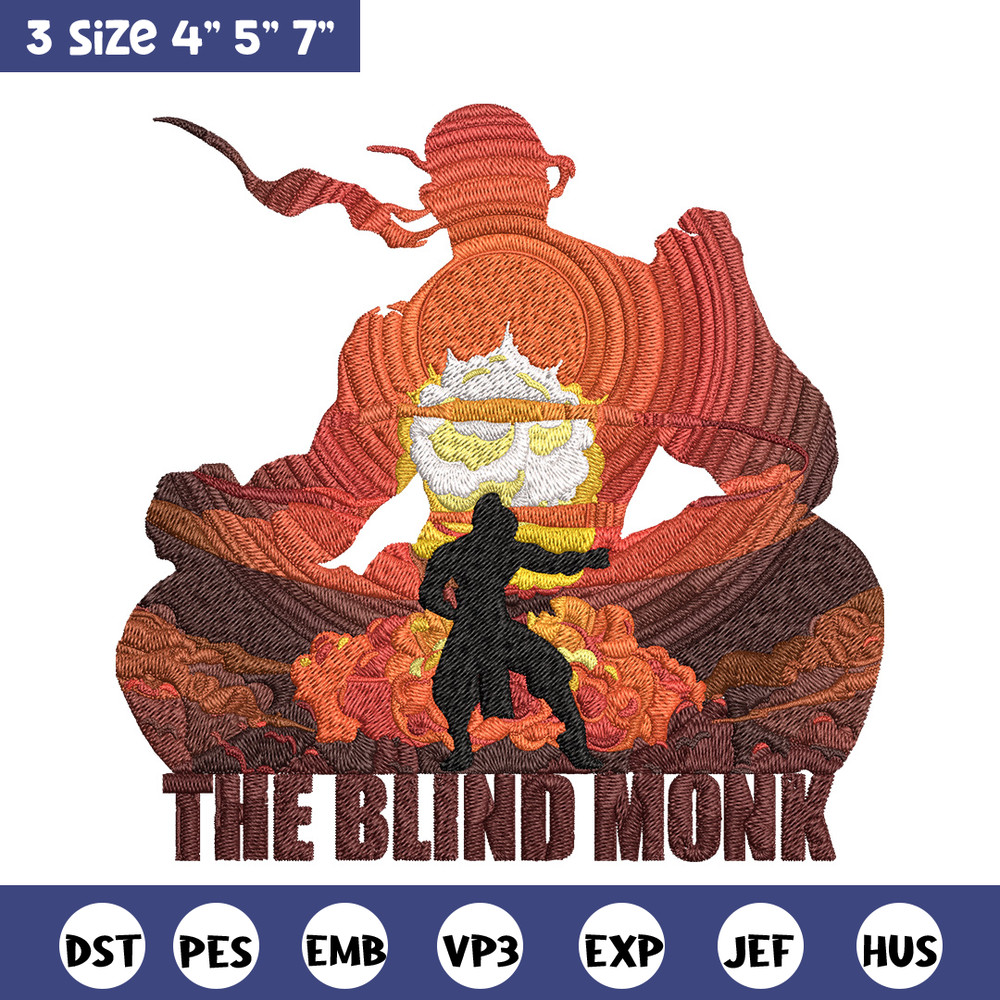 The blind monk Embroidery Design, Poster Embroidery, Embroidery File, Anime Embroidery, Anime shirt, Digital download.jpg