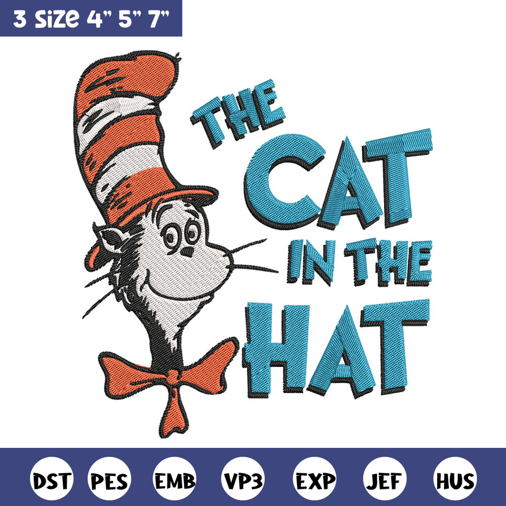 The Cat in the Hat Embroidery Design, Dr Seuss Embroidery, Embroidery File, Embroidery design, Digital download.jpg