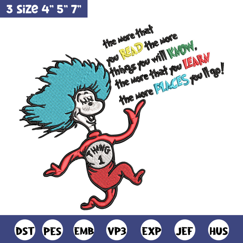 Thing One Dr Seuss Embroidery Design, Dr Seuss Embroidery, Embroidery File, Embroidery design, Digital download..jpg