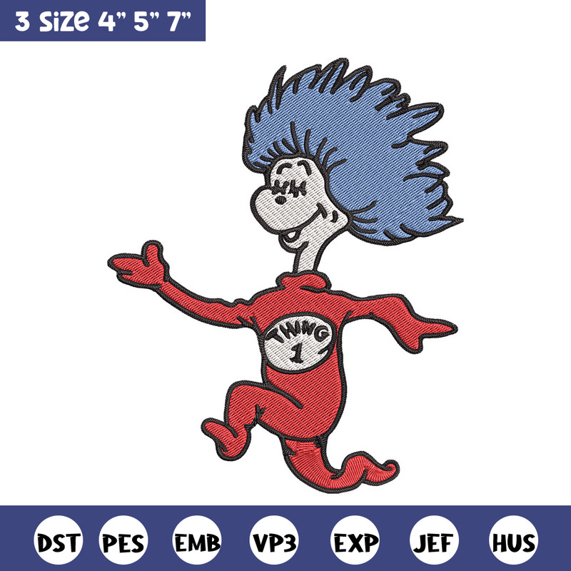 Thing One Embroidery Design, Dr seuss Embroidery, Embroidery File, logo shirt, Embroidery design, Digital download. (2).jpg