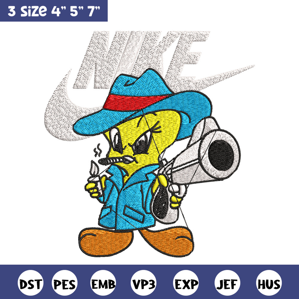 Tweety Nike Embroidery design, Tweety Nike Embroidery, Nike design, Embroidery file, cartoon shirt, Instant download..jpg