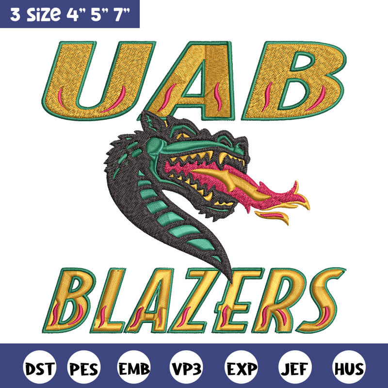 UAB Blazers logo embroidery design, NCAA embroidery, Sport embroidery, logo sport embroidery, Embroidery design..jpg