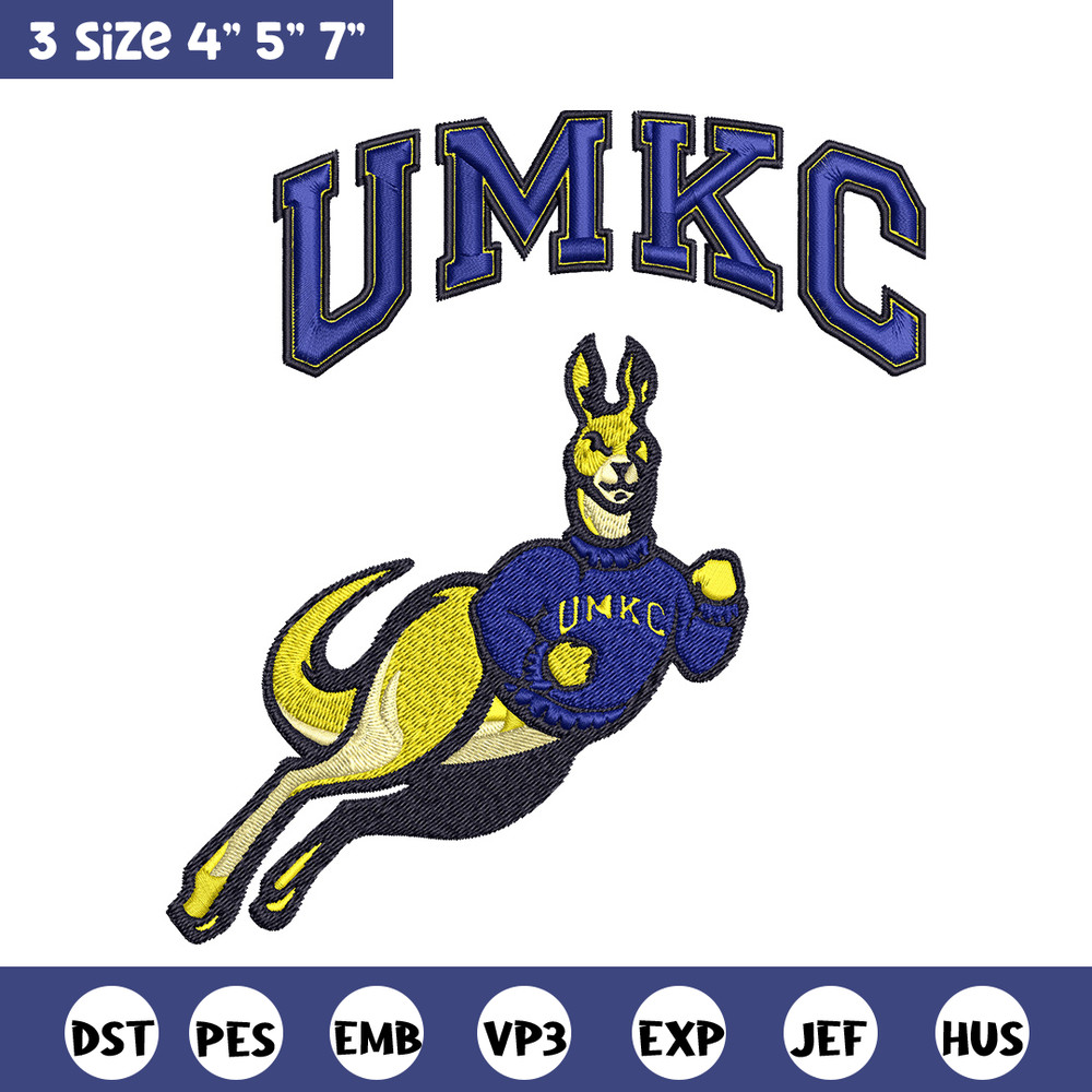 UMKC Kangaroos logo embroidery design, Sport embroidery, logo sport embroidery, Embroidery design,NCAA embroidery..jpg