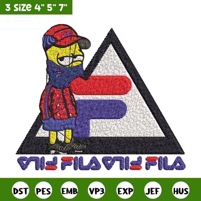 Bart Simpson Fila Embroidery design, Simpson Fila Embroidery, logo design, Embroidery File, Fila logo, Instant download..jpg