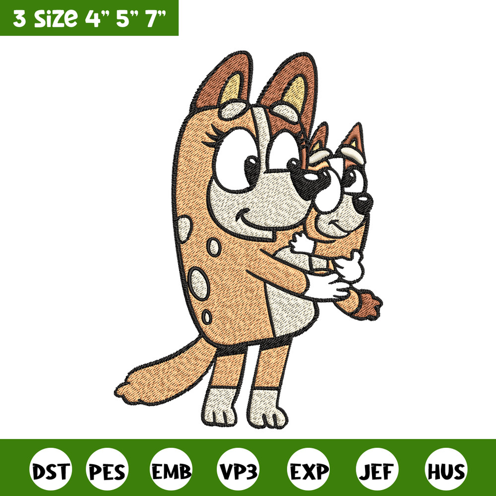 Bingo and her Mum Embroidery, Bluey Embroidery, Embroidery File, cartoon shirt, cartoon design, Digital download..jpg
