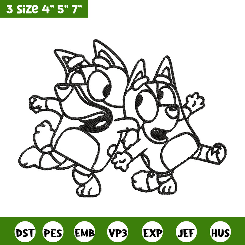 Bingo Bluey Coloring Pages Embroidery, Bluey Embroidery, Embroidery File, cartoon design, logo shirt, Digital download..jpg