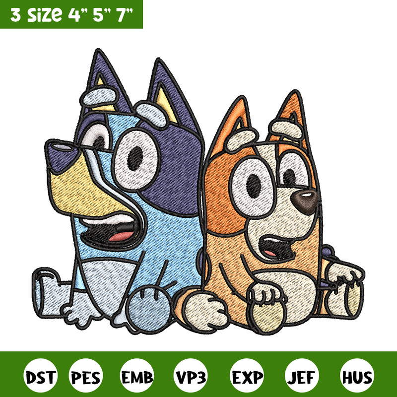 Bluey and Bingo Embroidery, Bluey Embroidery, Embroidery File, cartoon design, cartoon shirt, Digital download..jpg