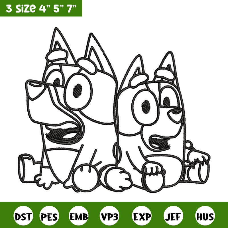 Bluey Bingo Coloring Pages Embroidery, Bluey Embroidery, Embroidery File, cartoon design, logo shirt, Digital download..jpg