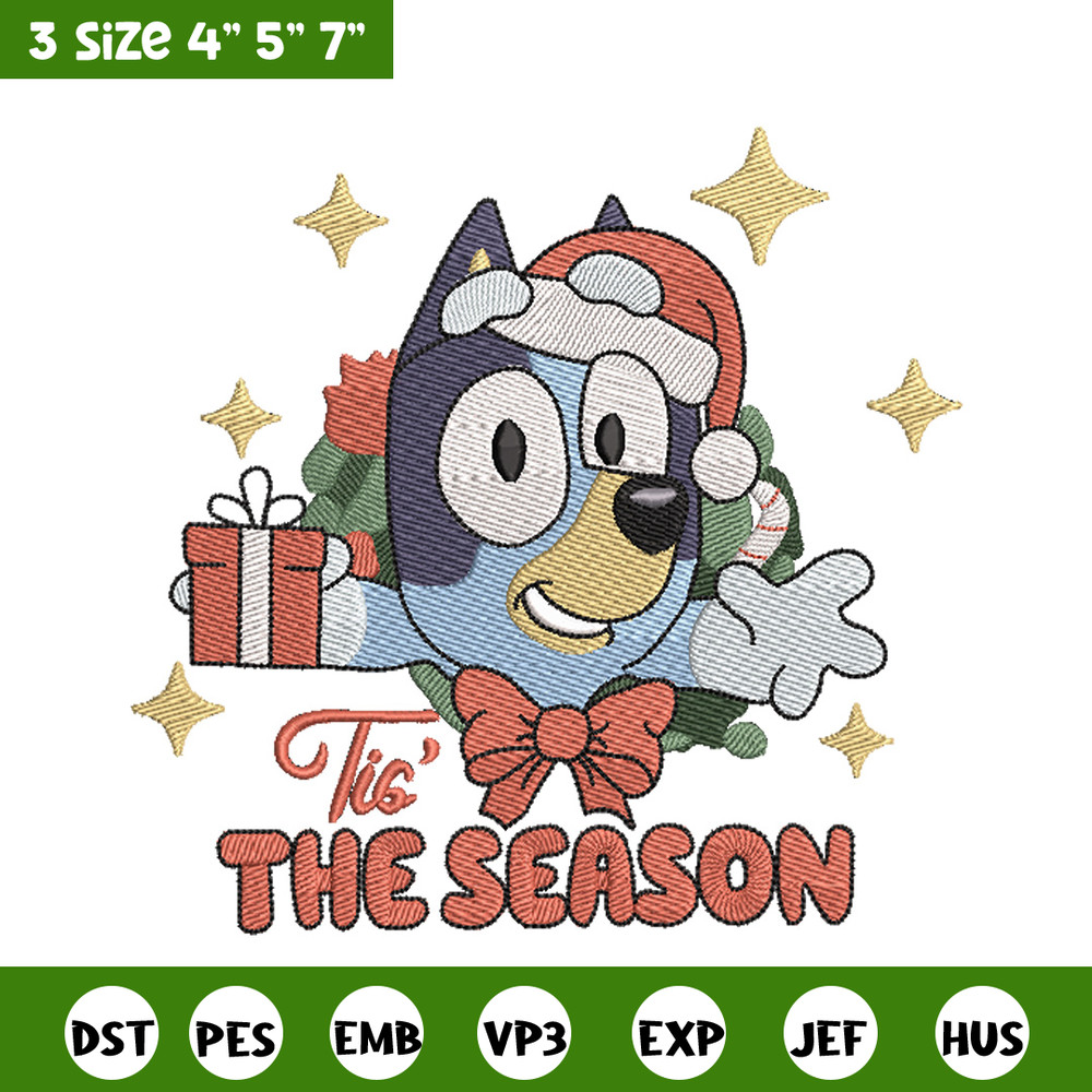 Bluey gift embroidery design, Bluey embroidery, Chrismas design, Embroidery file, Embroidery shirt, Digital download.jpg