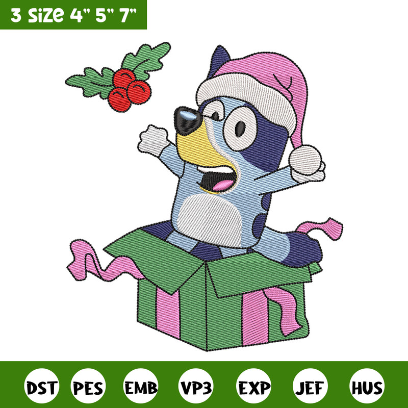 Bluey merry embroidery design, Bluey embroidery, Chrismas design, Embroidery file, Embroidery shirt, Digital download.jpg