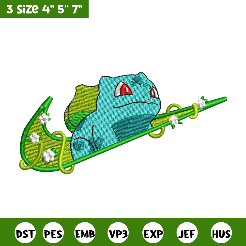 Bubasaur nike embroidery design, Pokemon embroidery, nike design, anime design, anime shirt, Digital download.jpg