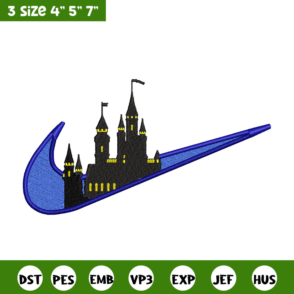 Castle Nike embroidery design, Castle embroidery, nike design, embroidery file, logo shirt, Digital download.jpg
