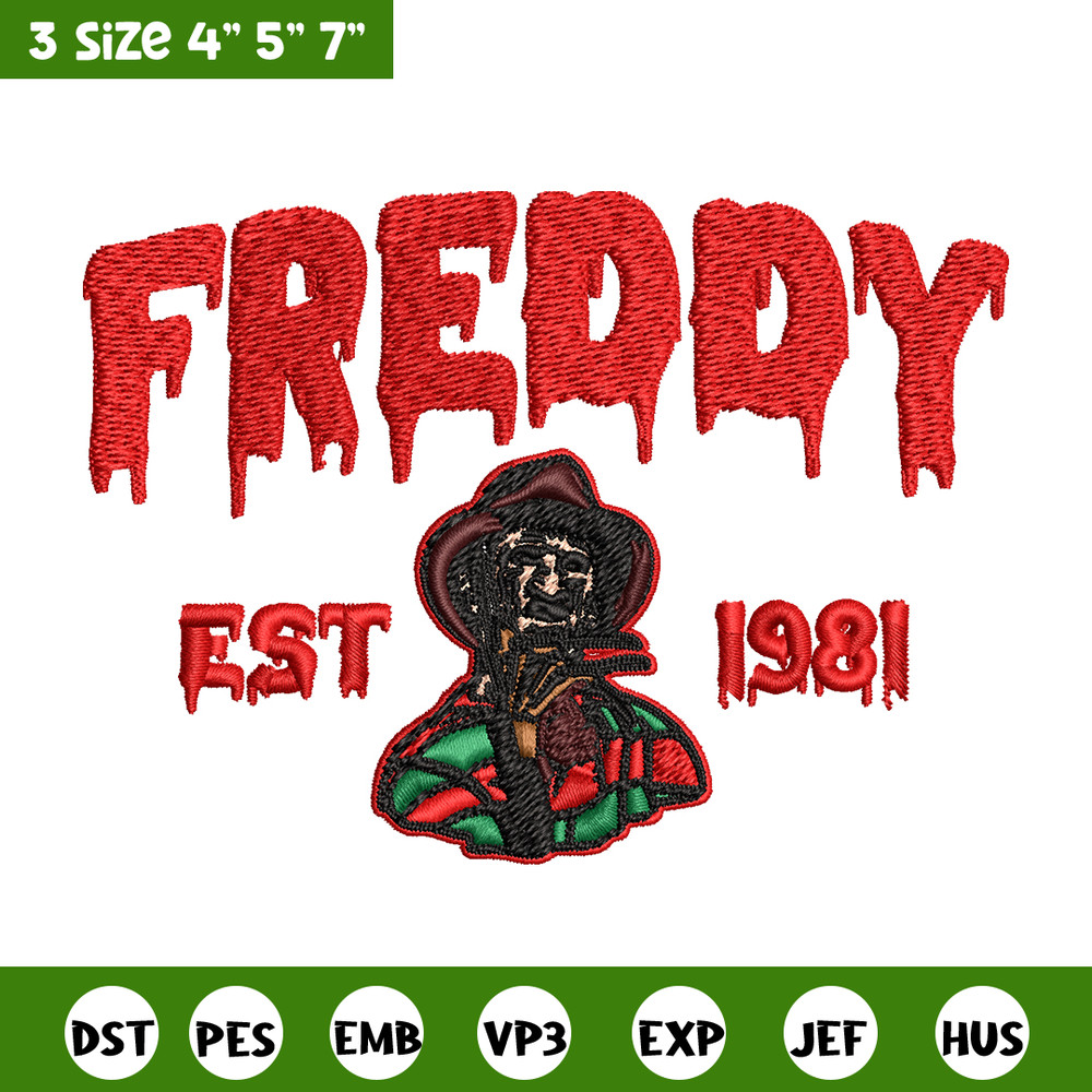Freddy Krueger Embroidery design, Freddy horror Embroidery, Embroidery File, horror design, Digital download..jpg