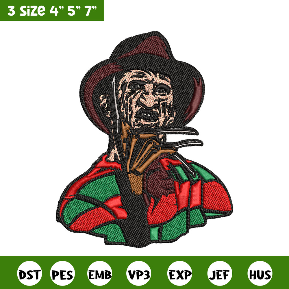 Freddy Krueger Embroidery design, Freddy horror Embroidery, horror design, Embroidery File, Digital download..jpg