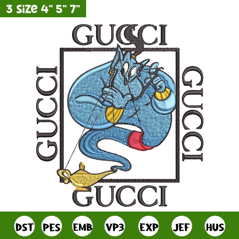 Genie gucci Embroidery design, Genie gucci Embroidery, cartoon design, Embroidery File, gucci logo, Instant download..jpg