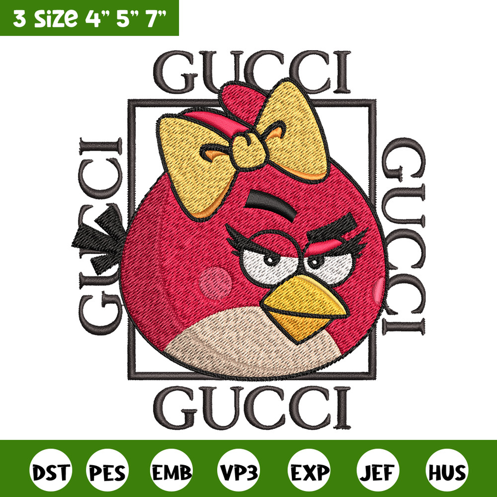Girl Bird gucci Embroidery design, Angry Birds Embroidery, cartoon design, Embroidery File, logo shirt, Digital download.jpg