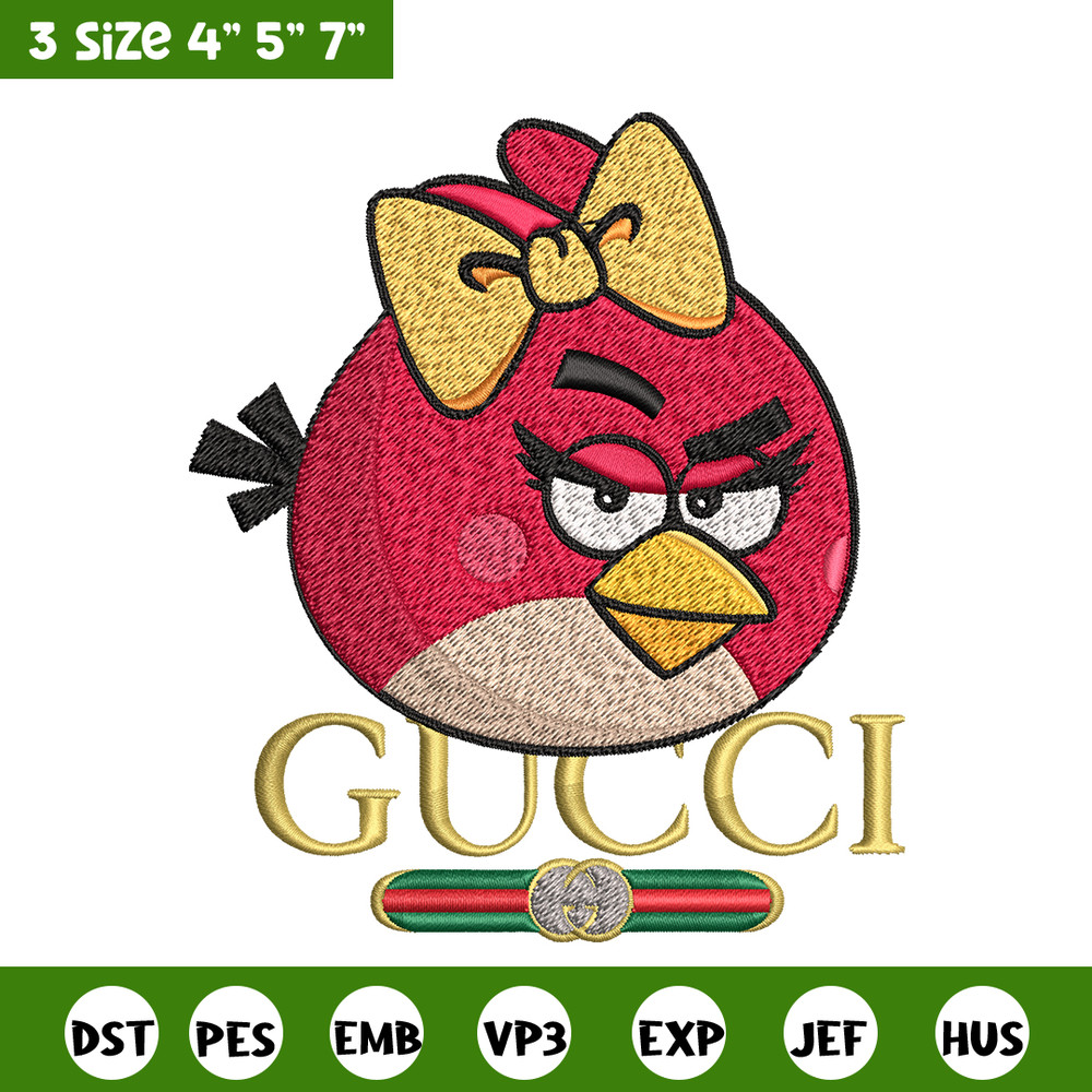Girl Bird gucci Embroidery design, Angry Birds Embroidery, cartoon design, Embroidery File, logo shirt, Instant download.jpg
