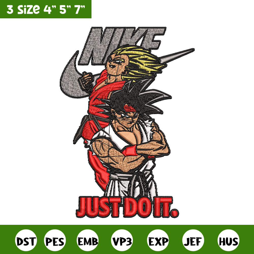 Goku and Vegeta Nike Embroidery design, Dragon ball Embroidery, Nike design, Embroidery file, Instant download..jpg