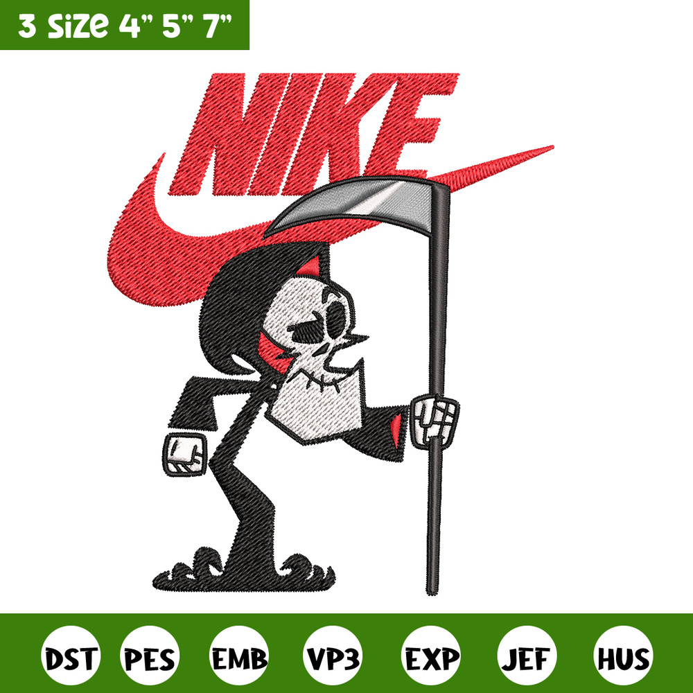 Grim cartoon Nike Embroidery design, Grim cartoon Embroidery, Nike design, Embroidery file, logo shirt, Instant download.jpg