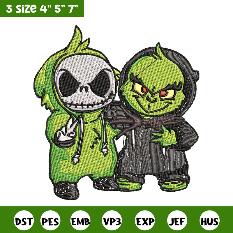 Grinch And Jack Skellington Embroidery design, Grinch Christmas Embroidery, Horror design, logo shirt, Digital download..jpg