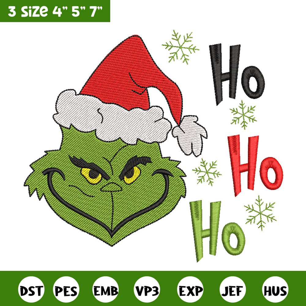 Grinch hohoho embroidery design,Chrismas design, Embroidery shirt, Embroidery file, Grinch embroidery, Digital download.jpg