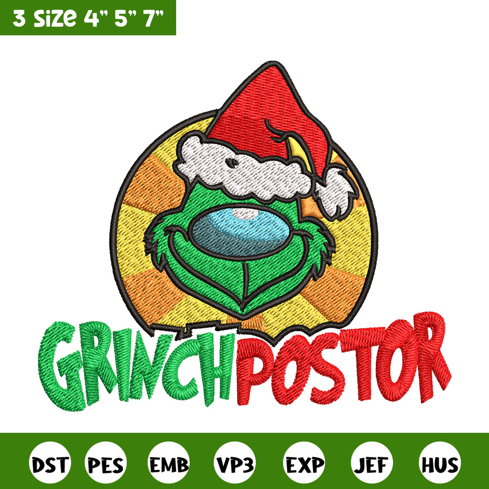 Grinch postor Christmas Embroidery design, Grinch christmas Embroidery, Grinch design, Embroidery file, Instant download.jpg