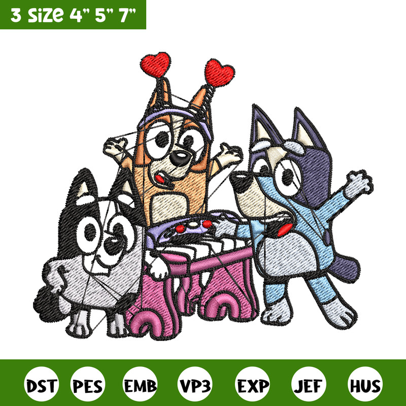 Happy birthday bluey Embroidery, Bluey Embroidery, Embroidery File, cartoon shirt, cartoon design, Digital download..jpg